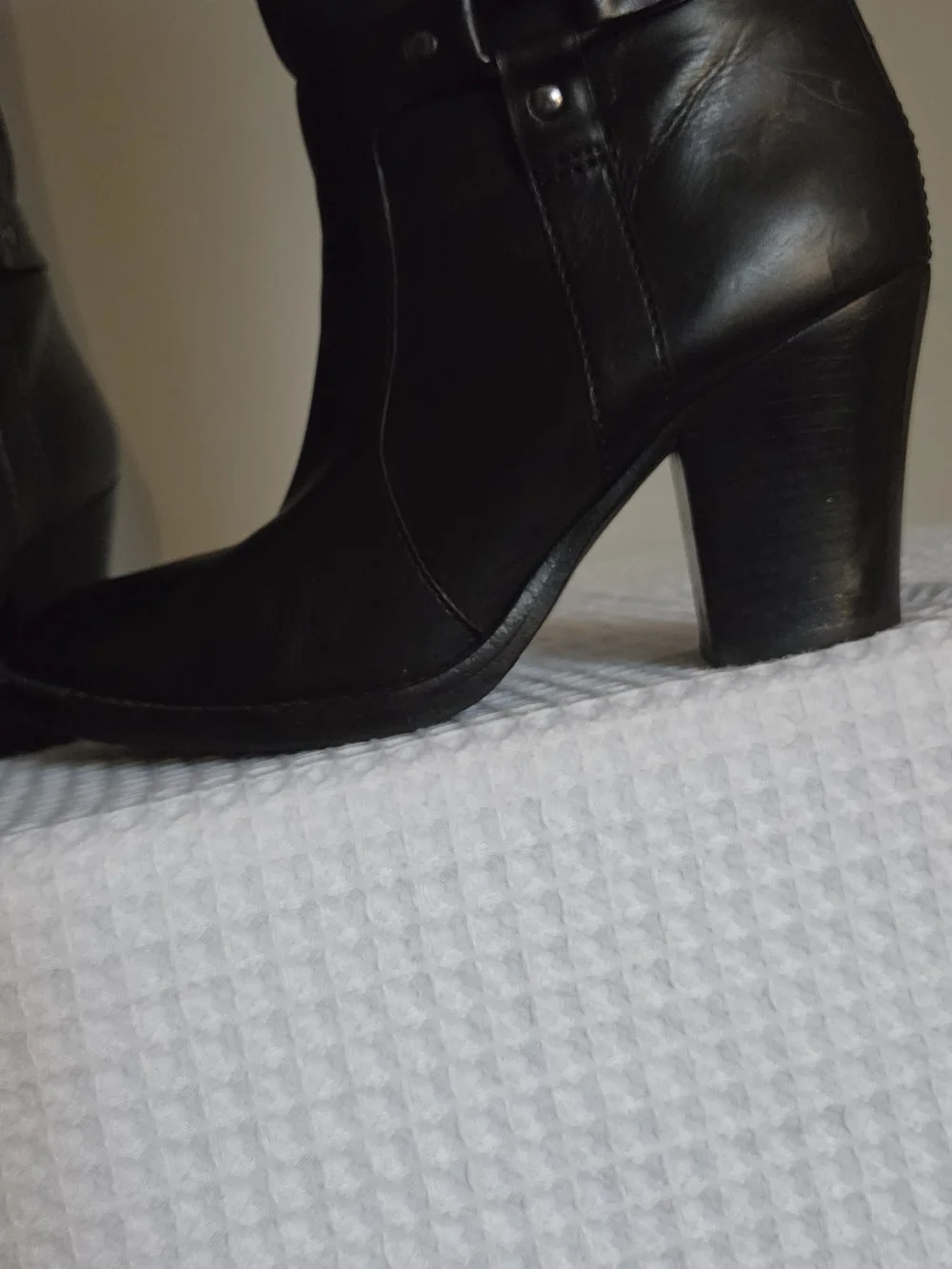 Via Spiga Black Leather Knee High Harness Riding Boots Vero CuoioSize 8.5